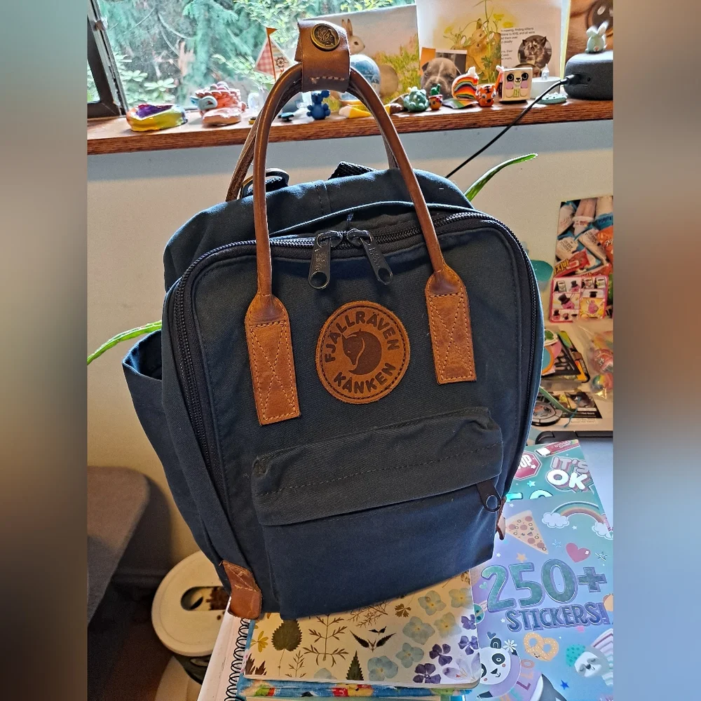 Fjallraven Navy Blue Mini Kaken Backpack - Picture 1 of 11